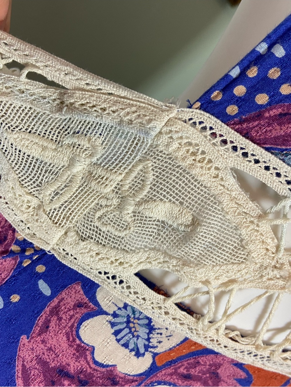 Free People Jolene Floral Crochet Lace Maxi Dress Cobalt Blue Small S - Picture 14 of 15